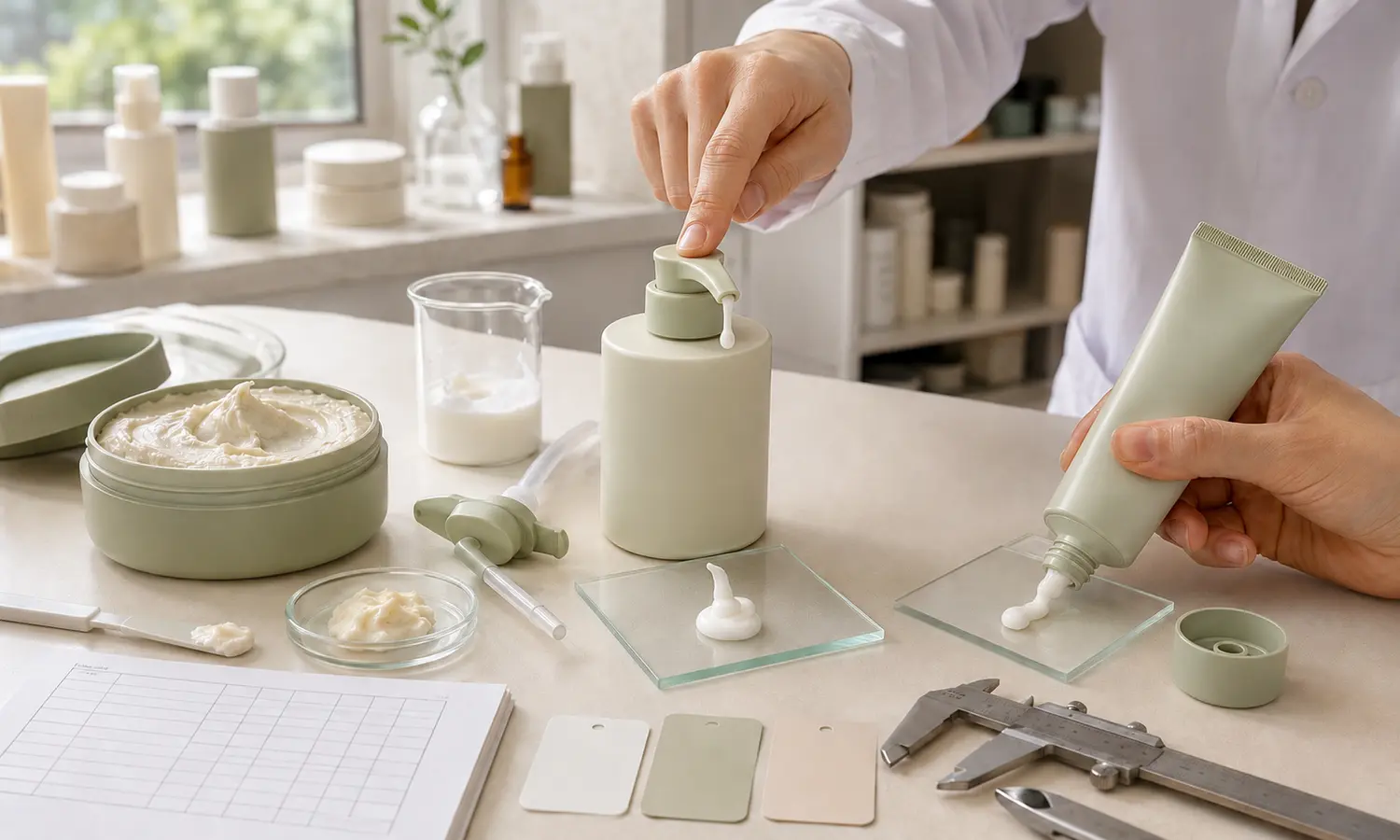 Body care formula and packaging compatibility test for jars pumps and tubes Body care formula and packaging compatibility test for jars pumps and tubes
